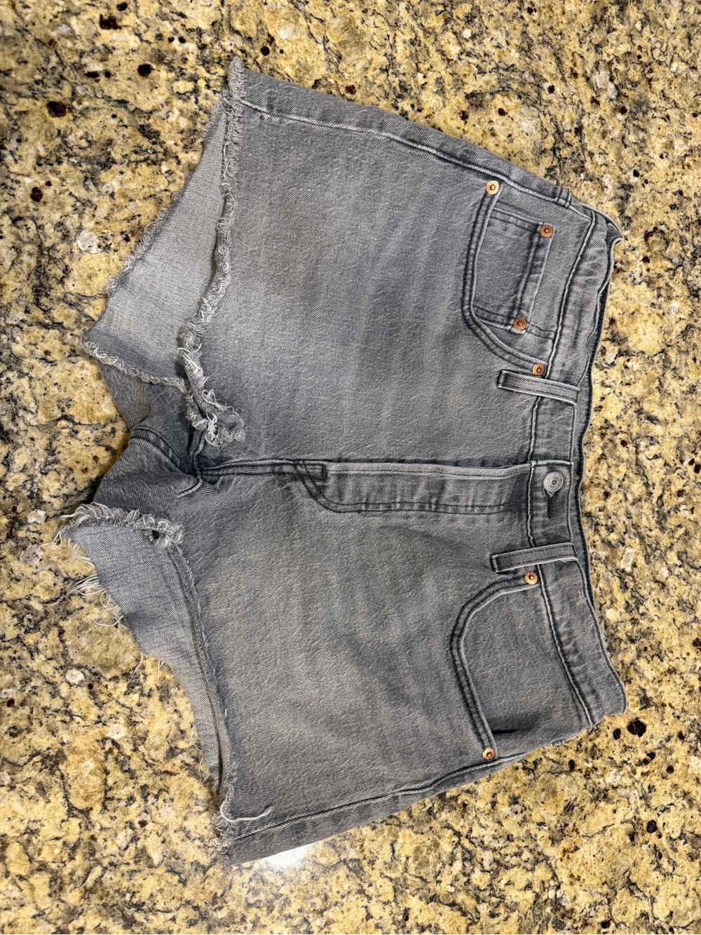 Levi’s High-Rise Grey Denim Cutoff Shorts